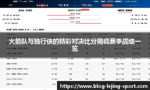 火箭队与独行侠的精彩对决比分揭晓赛季战绩一览
